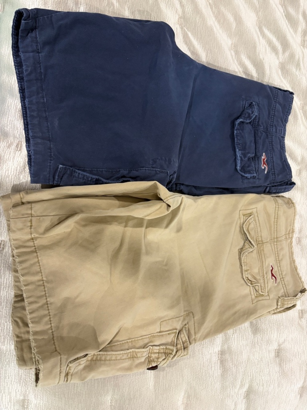 Hollister Men’s Navy and Khaki Chino Shorts Duo